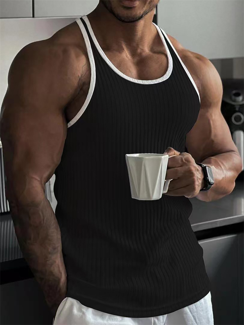 Débardeur de fitness d'été pour hommes, T-shirt sans manches, pull-over respirant, sous-vêtement de sport, gilet décontracté, hauts amples et élastiques