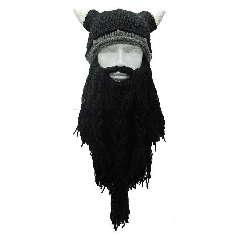 Chapeau de corne de barbe unisexe, bonnet de masque de ski, bonnet de vagin barbare, chapeau cool et chaud, cosplay d'Halloween, unisexe, 2019