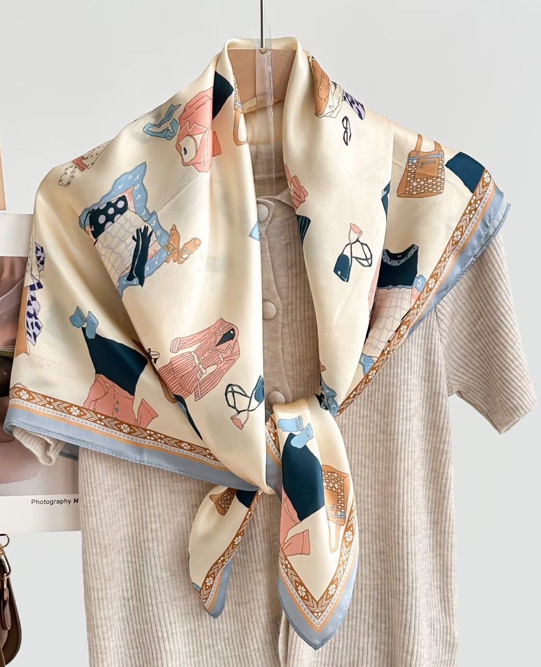 Écharpe carrée tendance pour femme en soie de mûrier 100% 90CM, foulard imprimé de haute qualité, bandana, châle, accessoires pour poignets