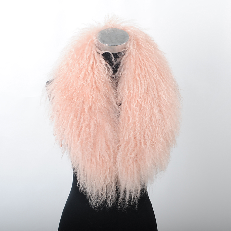 Manteau d'hiver décoratif pour femme, écharpe à col châle en vraie fourrure d'agneau mongole, CX-A-52