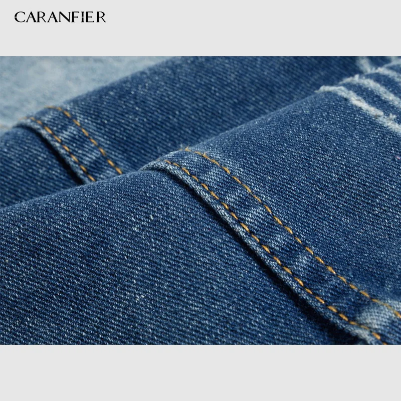 CARANFIER Denim gilet hommes Punk Rock Rivet Cowboy noir jean gilet homme moto veste manteau sans manches épissure vêtements