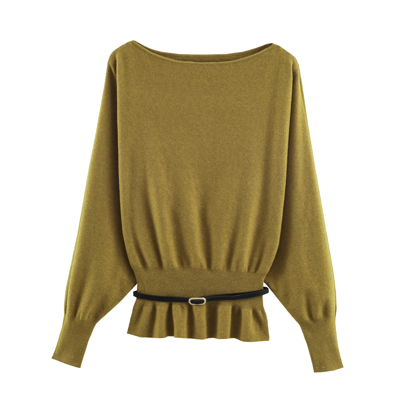 Pull tricoté à manches longues et col une pièce avec ceinture pour femme, nouveau produit d'hiver 2025, Design de vêtements à la mode