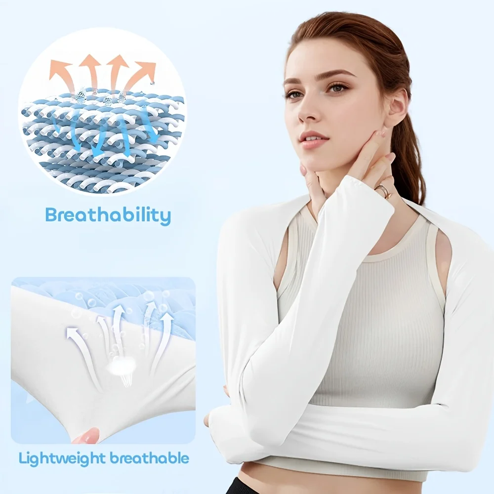 1 pièce Manchons de protection UV en soie glacée, design élastique type châle pour femme, légers et rafraîchissants pour les sports de plein air et la conduite