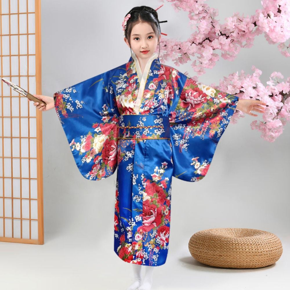 Kimono traditionnel japonais imprimé floral pour enfants, élégance de style japonais, robe kimono Sakura pour fille, nouvelle collection asiatique
