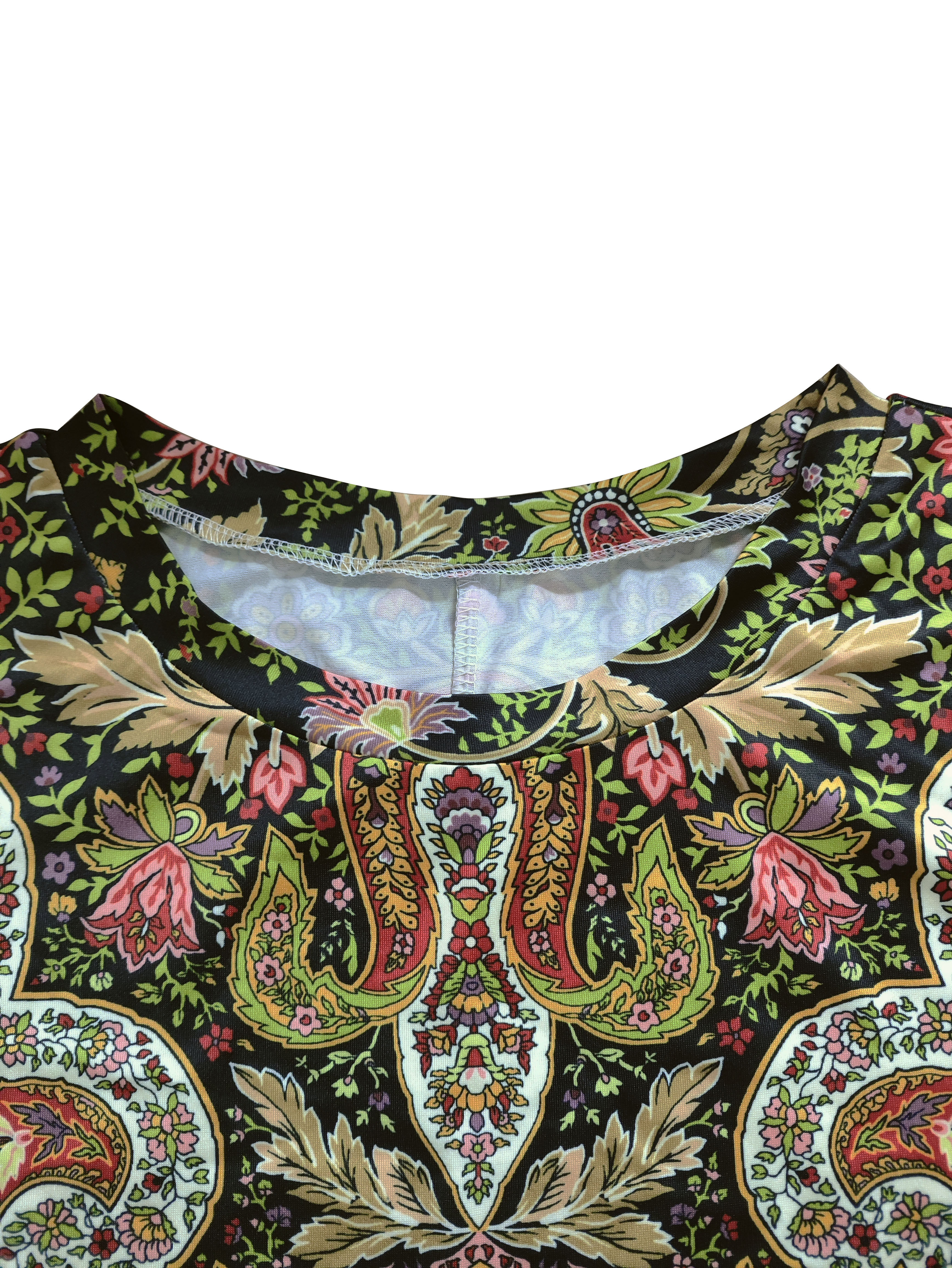 T-shirt à fleurs Paisley pour femmes, hauts décontractés à manches longues et col rond, vêtements d'automne et quotidiens décontractés