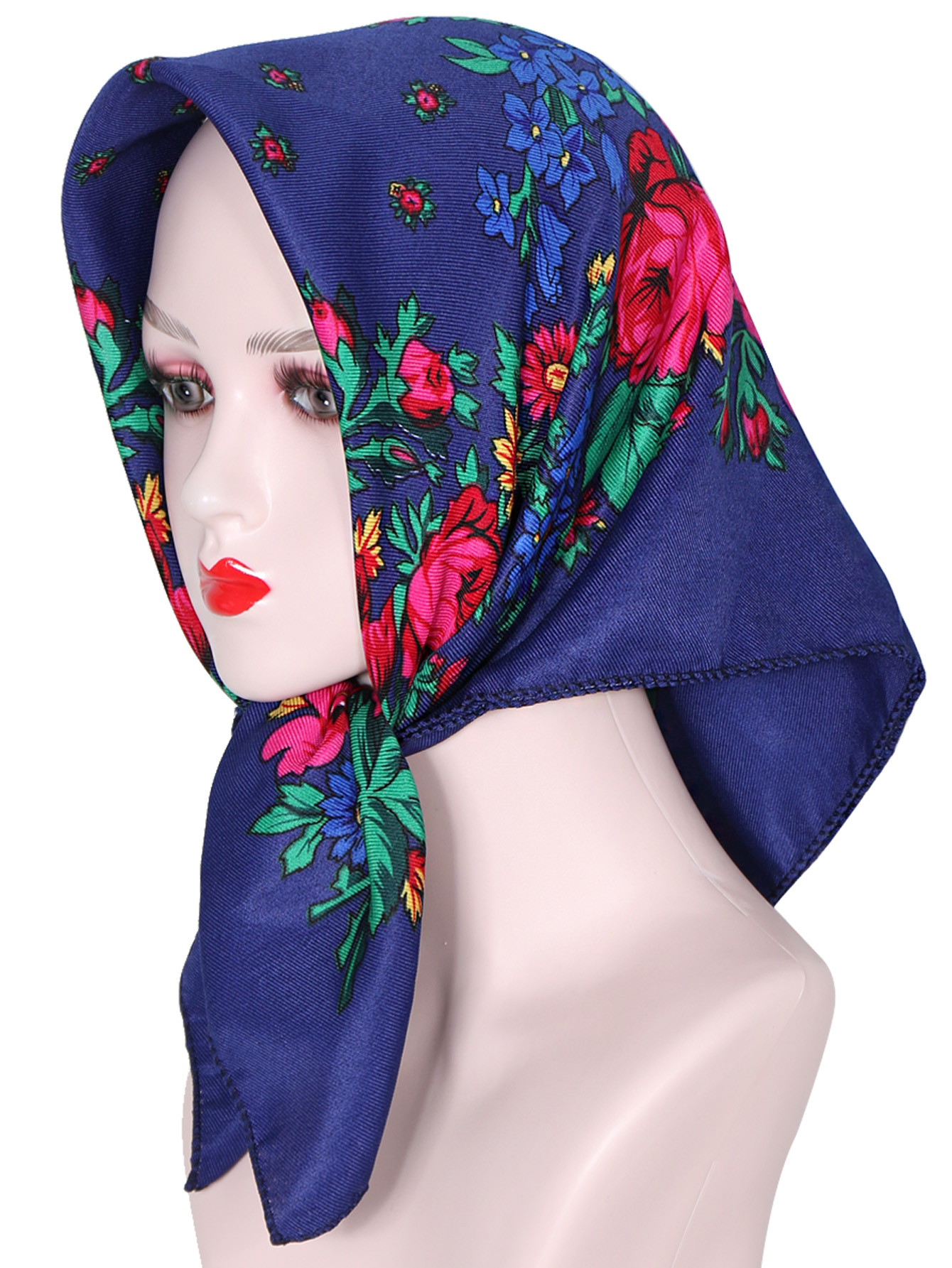 70*70 cm Hijabs pour femme luxe carré rétro imprimé fleuri Foulard tête enveloppement Babushka Foulard Bufandas Invierno Mujer Foulard