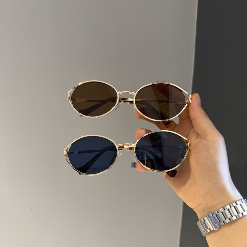 Nouvelle marque de mode lunettes de soleil ovales pour femmes rétro petit cadre femme homme métal lunettes de chat nuances Protection UV lunettes de soleil