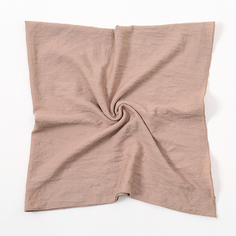 Foulard carré froissé solide pour femme musulmane, châle Hijab, bandeau à la mode, écharpe pour cheveux, Turban islamique, Bandana 90x90cm