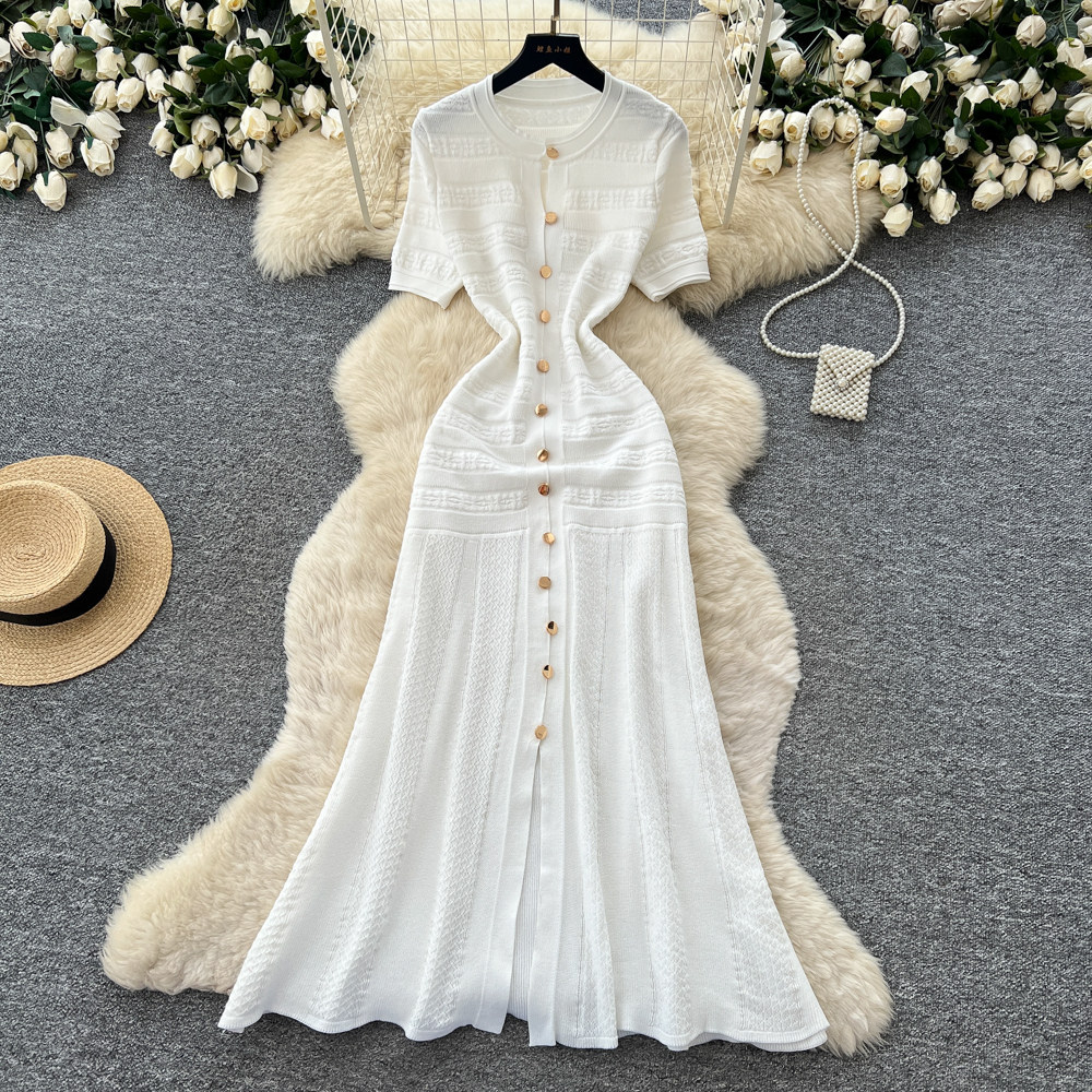 Robe longue pour femme, style Y2K streetwear, col rond, manches courtes, moulante, sexy, élégante, pour soirée, travail, 2026