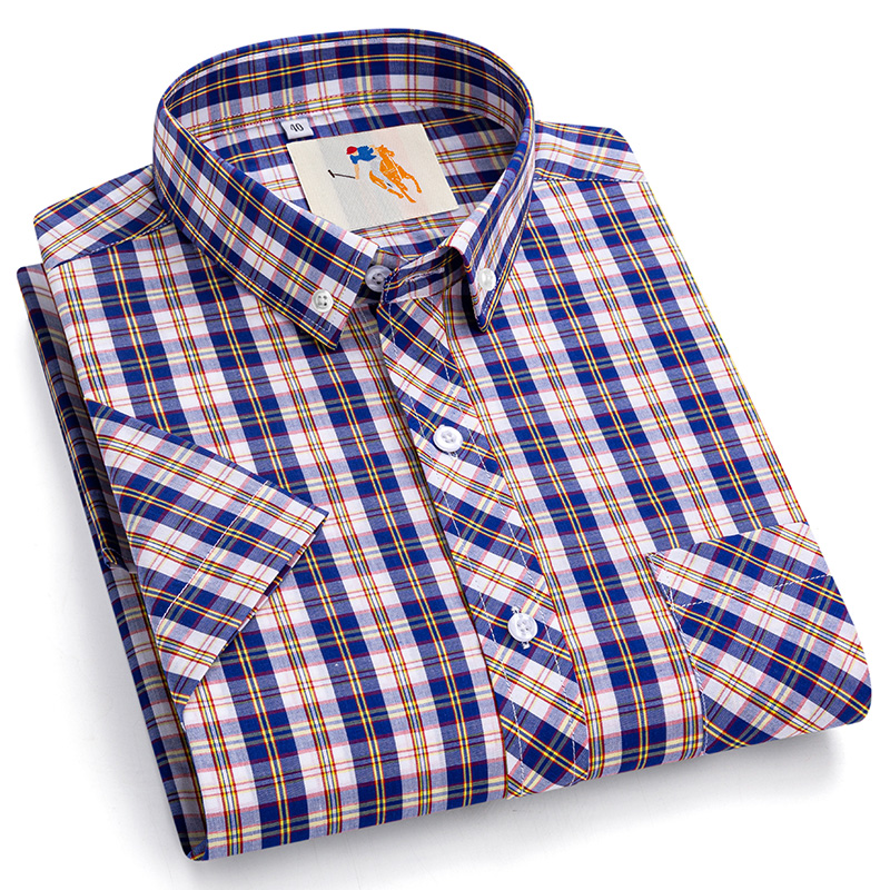 Chemise à carreaux en coton pour hommes, manches courtes, mince, doux, classique, basique, décontracté, vêtements pour hommes, mode estivale, grande taille, 8XL, 7XL, nouveau
