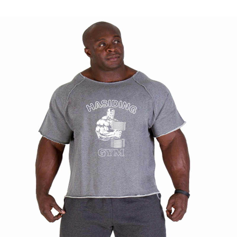 T-shirt de sport en coton pour homme, maillot de course, t-shirt d'entraînement respirant, t-shirt de fitness, t-shirts de gym