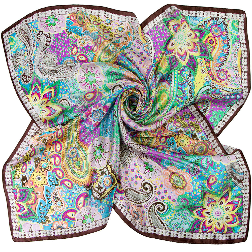 85cm 100% Pure soie écharpe femmes Bandana mâle élégant Paisley imprimé carré luxe cou foulards femme mouchoir enseignants cadeau