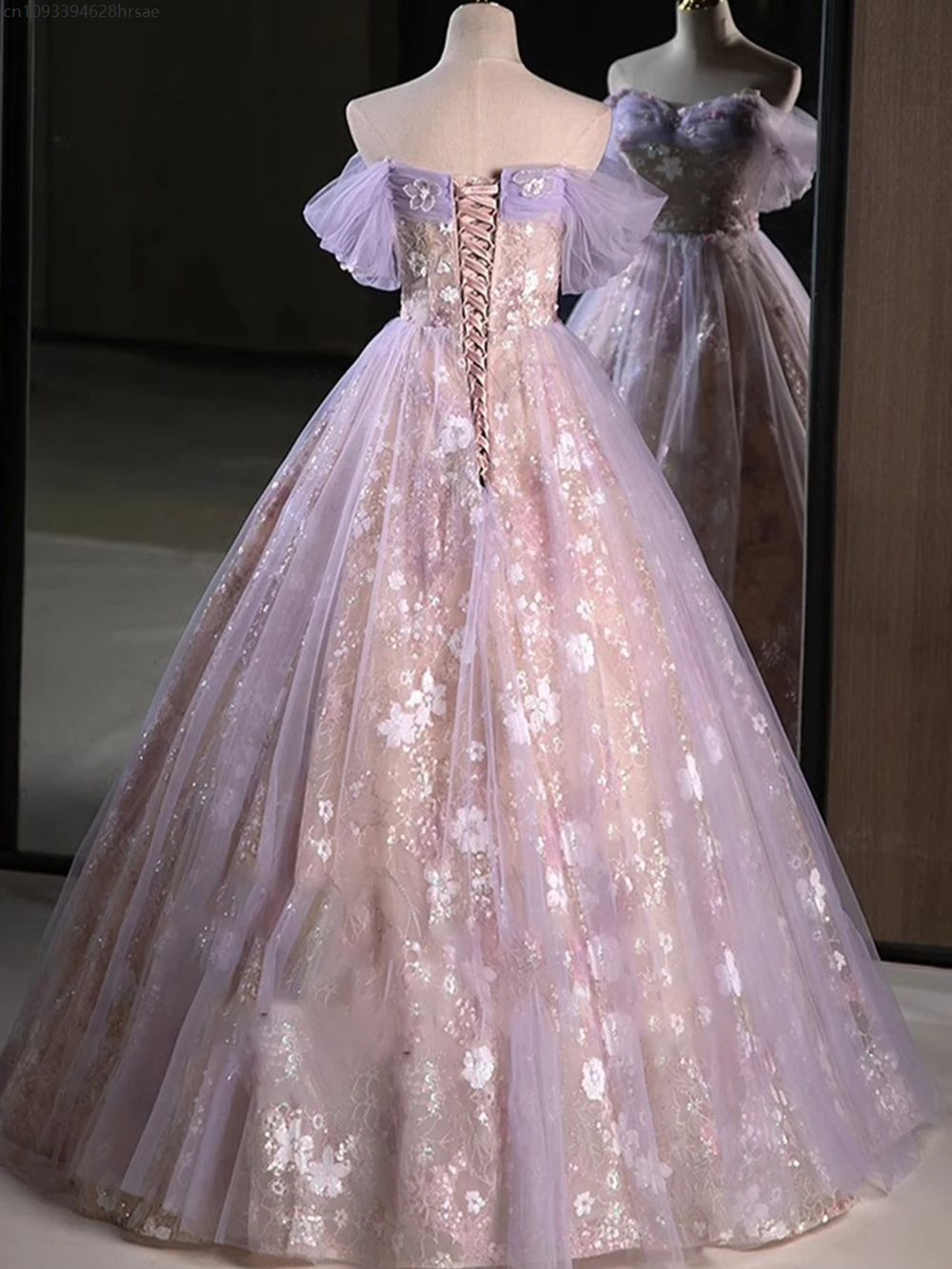 Robe de soirée de luxe rose violet pour femmes, douce plissée, épaules dénudées, avec des appliques de fleurs, robe de bal à paillettes, ligne a