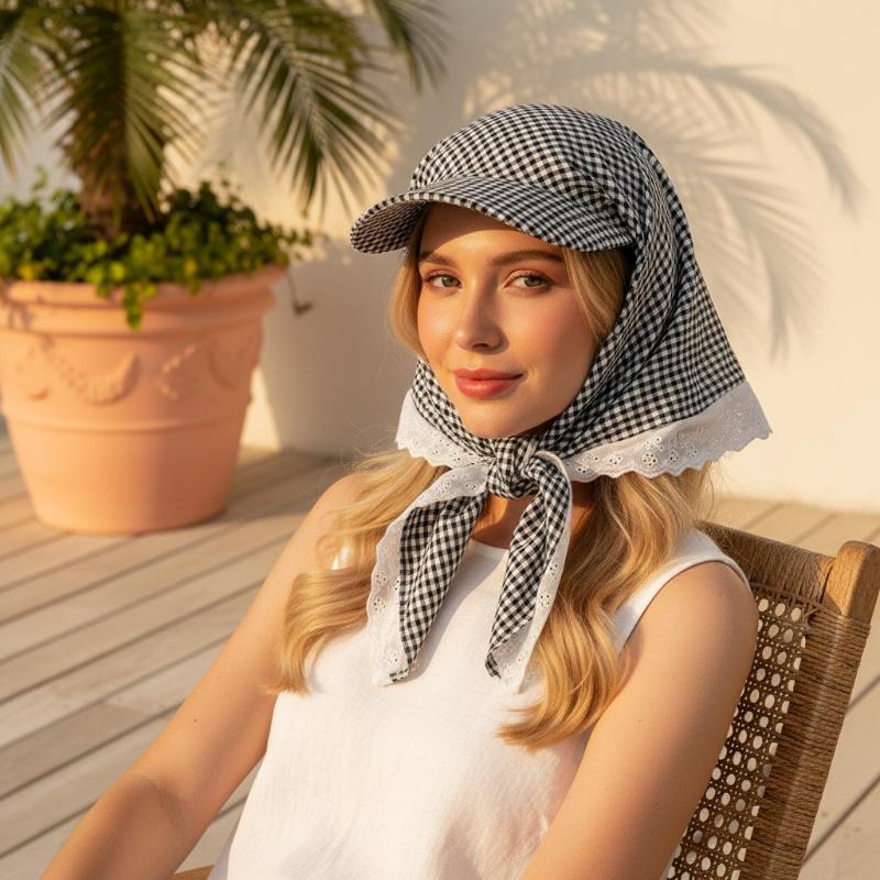 Casquette triangulaire pour femme, foulard coréen avec sangle, visière solaire hip-hop, motif pastoral, confortable pour un usage quotidien