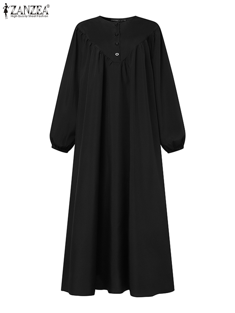Femmes automne Robe longue musulmane Abaya à manches longues Hijab robes Robe islamique Femme ZANZEA Vintage Ramadan Maxi Robe d'été caftan