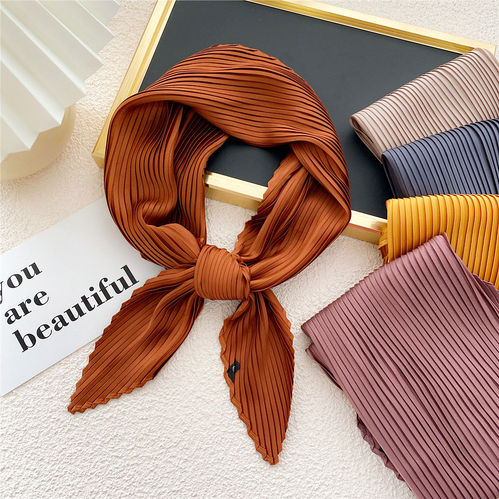 Femmes Foulard carré maigre ruban tête cou petit plissé cheveux cravate bande Foulard Satin Foulard foulards Foulard foulard