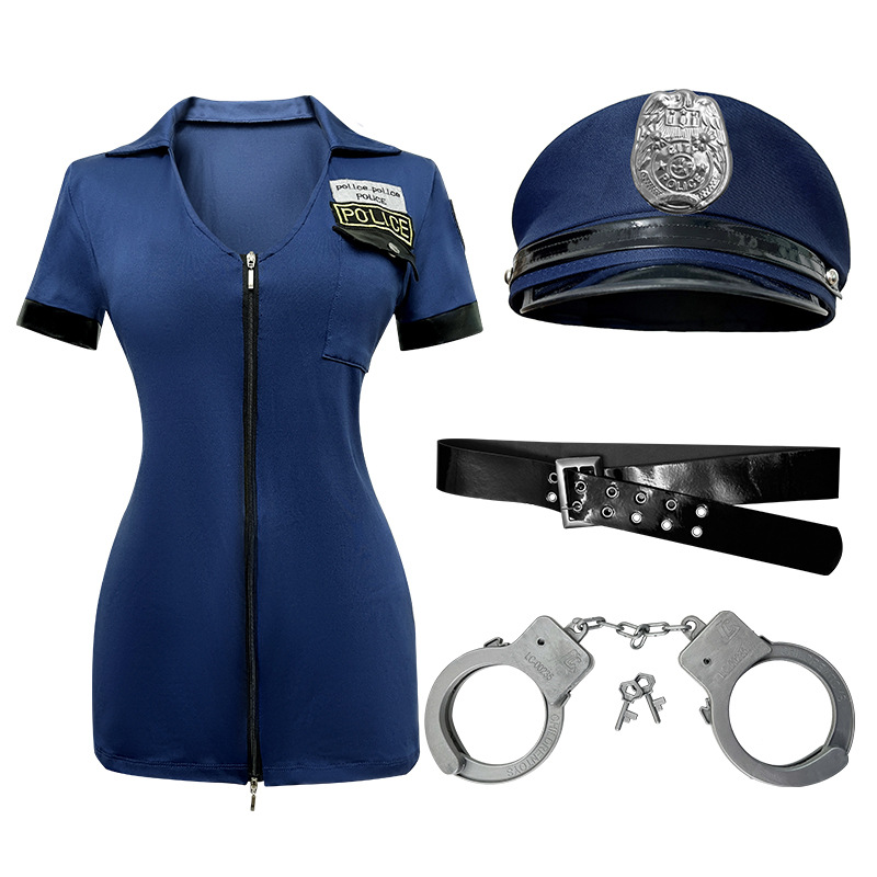 Costume de cosplay de policière pour femmes, combinaison courte sexy avec accessoires pour Halloween et le carnaval
