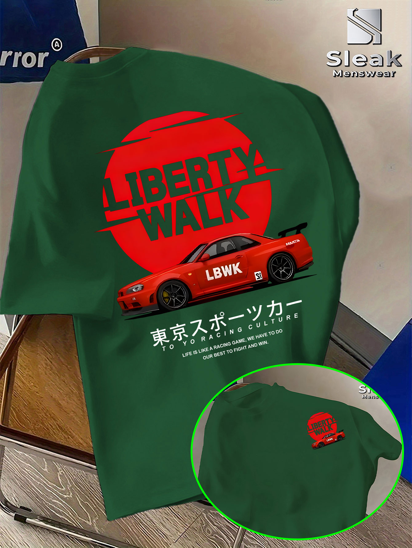 T-shirt à manches courtes pour homme pour l'été, LIBERTY WALK, imprimé tendance de voiture de sport modifiée, respirant et à la mode, style unique.