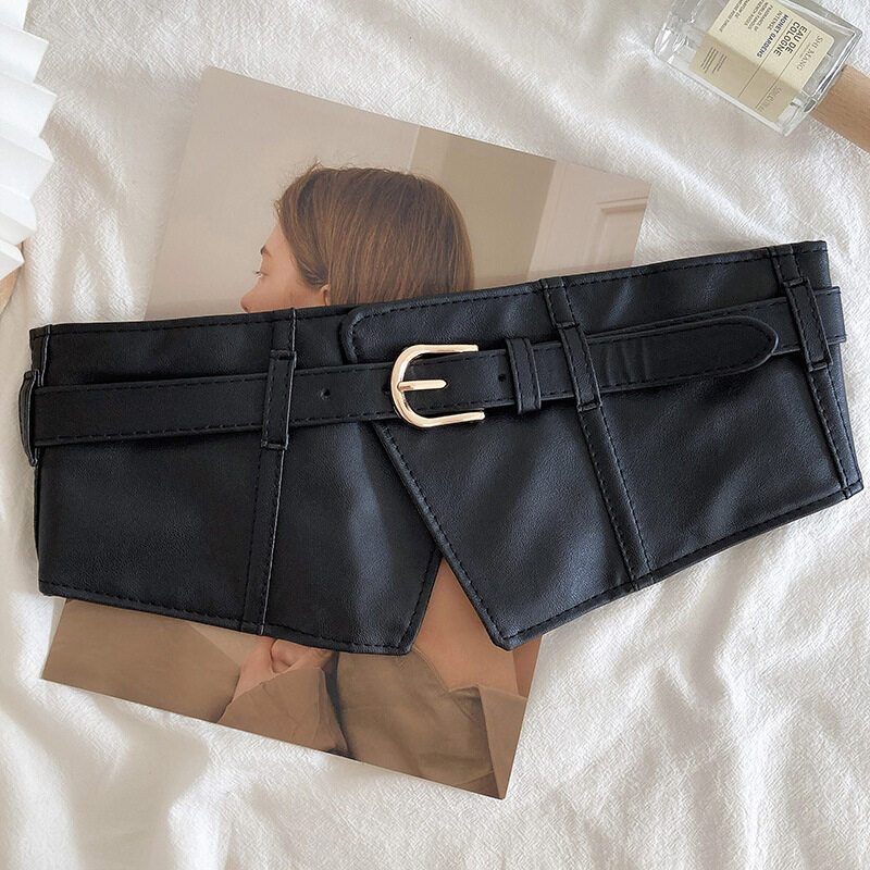 Ceintures larges à boucle ardillon classique, ceinture élastique noire en PU, Corset tendance, ceinture Waspie, robe classique, manteau, ceinture pour femmes et filles