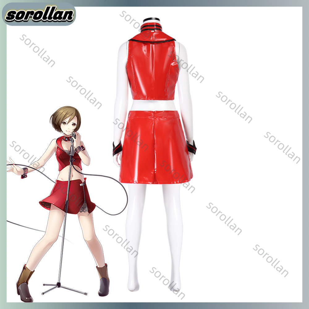 Costume de cosplay Vocaloid3 V3 MEIKO 01 Sakine Meiko, ensemble de costume en cuir rouge moulant avec col, tenue de scène Vocaloid pour Anime Comic Con
