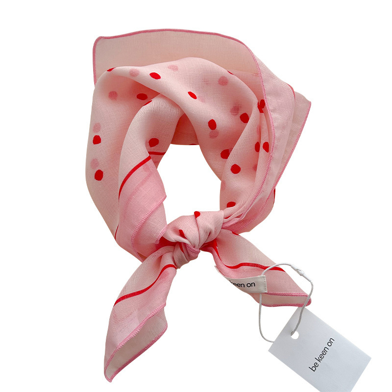 Foulard en soie pour femmes, frais, respirant, doux, artistique, décoratif, petit foulard carré rétro polyvalent en coton et lin à fleurs