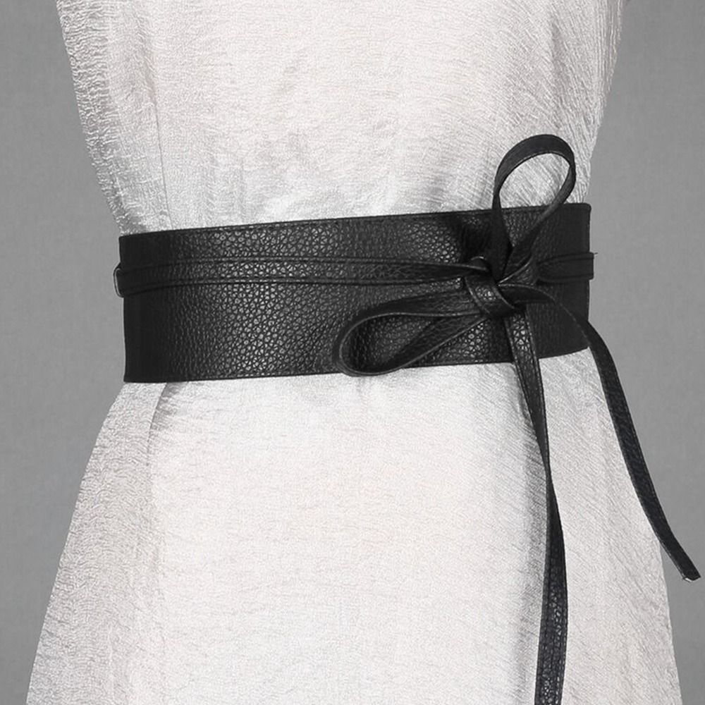 Ceinture en cuir avec nœud papillon pour femme, large, environnement simple, ceinture ronde, corset pour manteau, marque de créateur de luxe