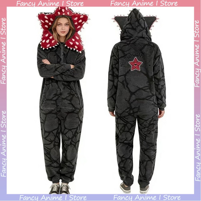 Pyjama Costume de Cosplay Demogorgon en Flanelle pour Adultes et Enfants, Ensemble Fleur Mangeuse d'Hommes, Drôle, Tendance et Mignon, Vêtements d'Intérieur pour Femme et Homme