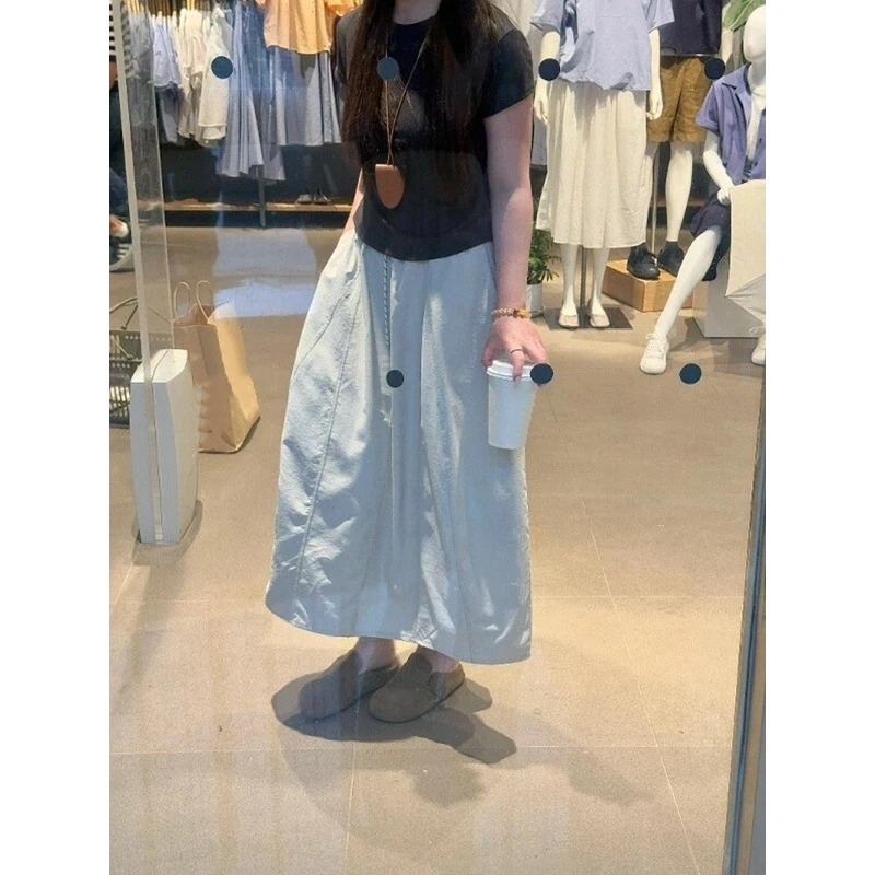 Jupe trapèze de style japonais pour femmes, jupe taille haute avec cordon de serrage, jupe polyvalente, douce et décontractée, pour la mode quotidienne, nouvelle collection