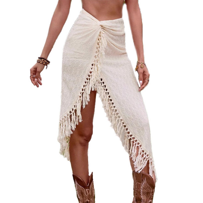 Femmes Boho plage décontracté Bikini couvrir Sexy gland taille haute noeud jupes bas Salon enveloppement femme maillots de bain