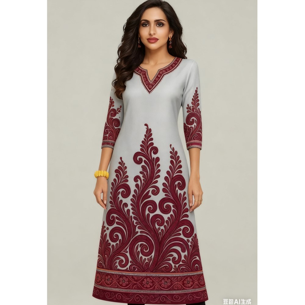 Musulman Kurt fleurs femmes mode confortable à manches longues droite décontracté ethnique robes Longos perroquet impression 3D nouvelle robe