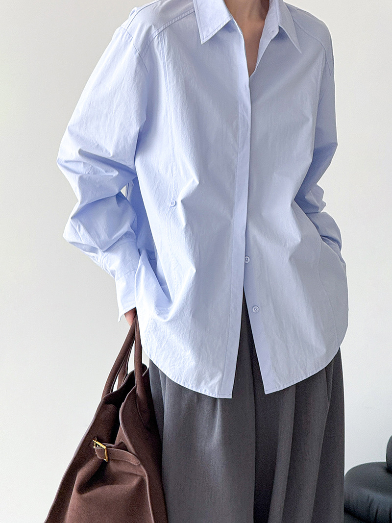 Chemisiers en coton pour femmes, col rabattu, chemisiers de bureau, hauts et chemisiers pour femmes, chemises à la mode, Blusas Roupa Feminina