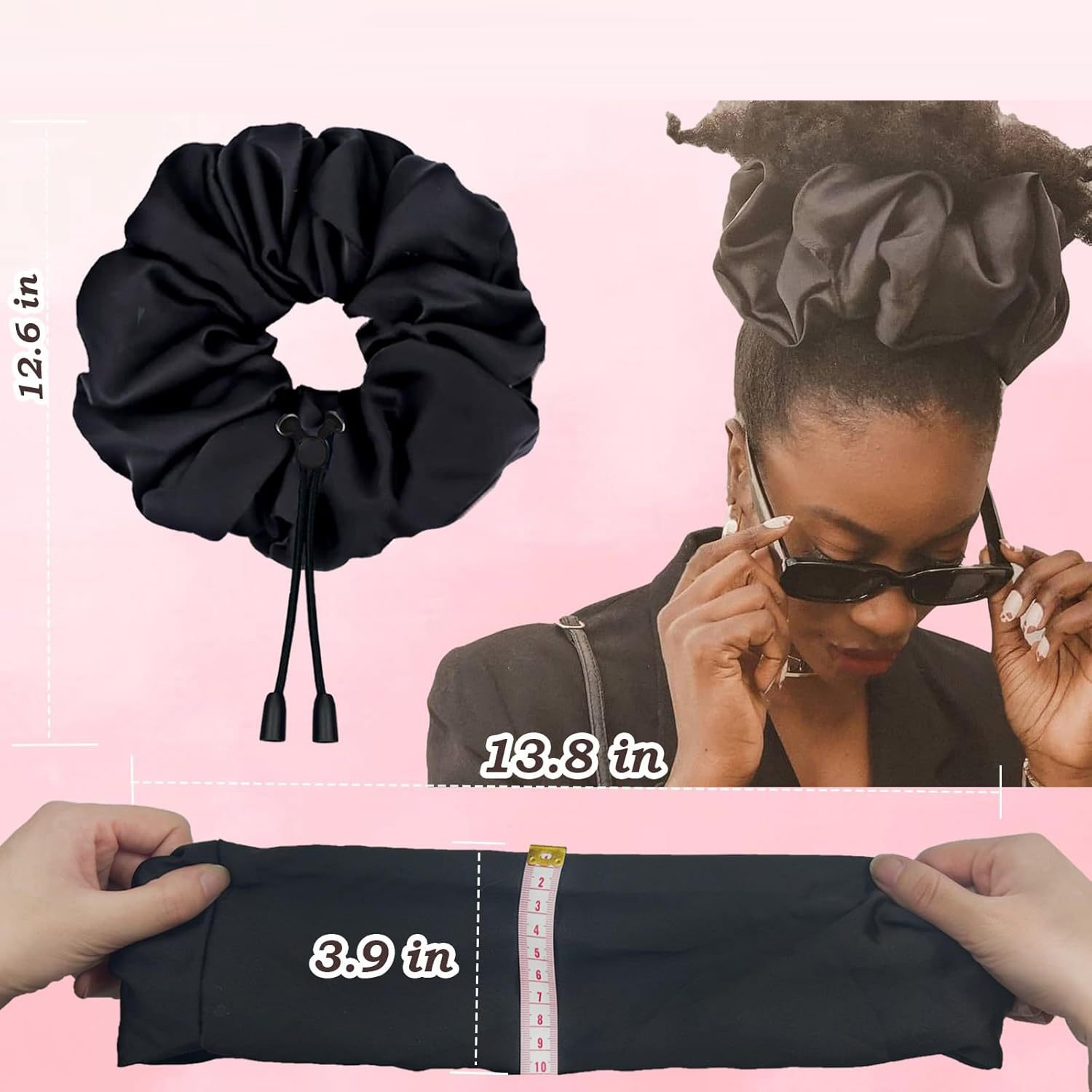 Bandeau surdimensionné réglable avec mousse africaine satinée adapté aux coiffures épaisses et bouclées