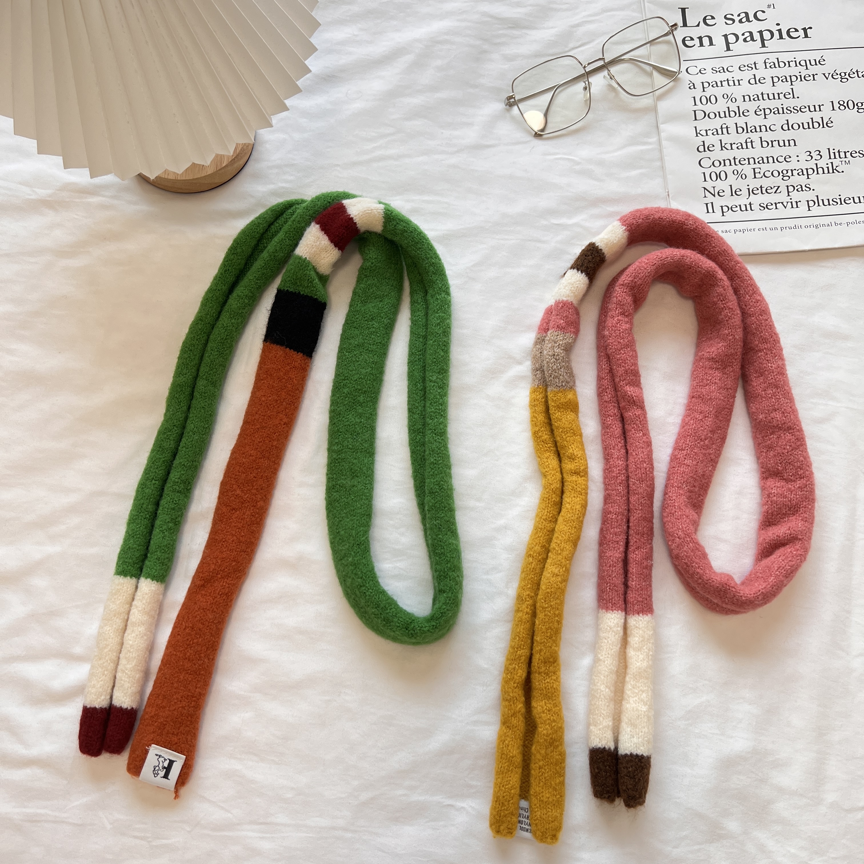 Écharpe en peluche rayée en laine pour femmes, Design de Niche, sens Spice Girl, décoration polyvalente, Version coréenne, écharpe longue fine et étroite