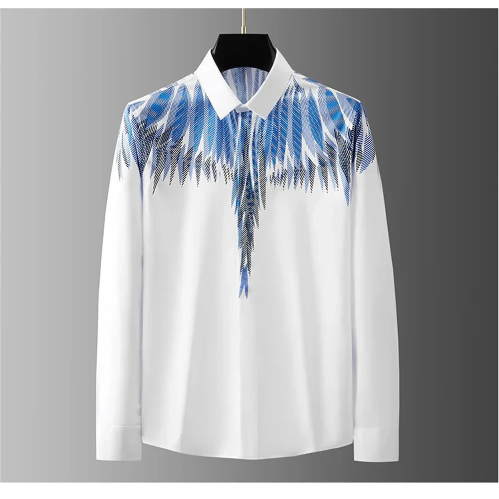 Chemises imprimées de luxe pour hommes, chemises décontractées à manches longues pour la rue à la mode, vêtements haut de gamme pour hommes de grande taille, livraison rapide