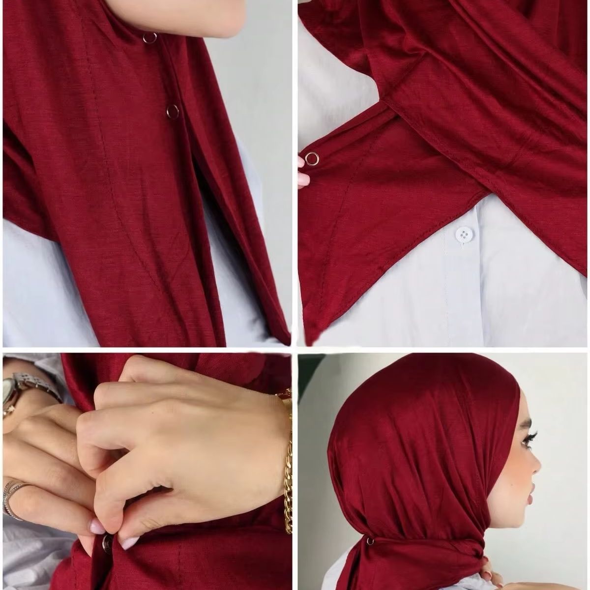 Nouveau Hijab Triangle Instantané à Boutons pour Femme, Bonnets Hijab Musulmans, Sous-bonnet à Enroulement Rapide, Turban, Bandana, Bandeau