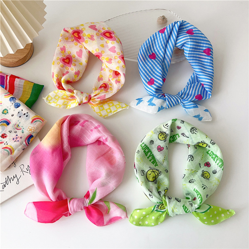 55cm foulards carrés coton lin couleur vive écharpe fleur mode femmes décoration foulard foulard Bandanas bandeau