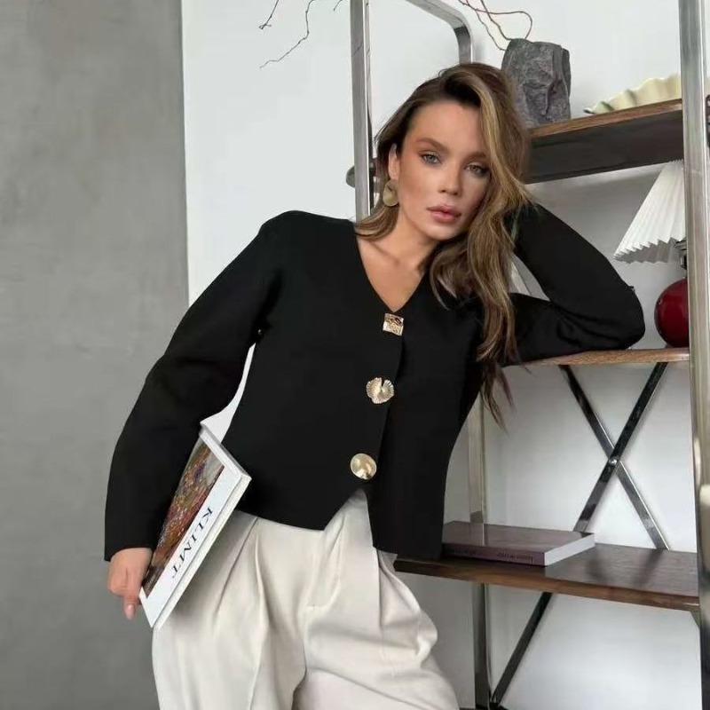 Blouse Pull Femme Col V Manches Longues Tricot Confortable Chic Nouvelle Collection Polyvalente Élégante Distinctive