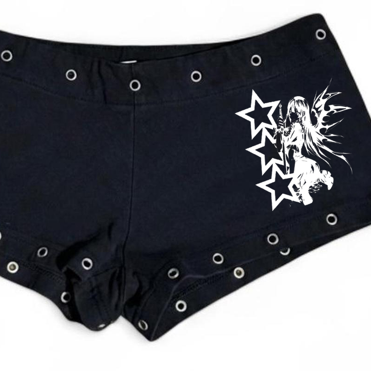 Mode féminine emo, mode décontractée noire, imprimé clous de saule, Y2K, sexy, coupe ajustée, polyvalente, taille basse, gothique, hip-hop, streetwear et