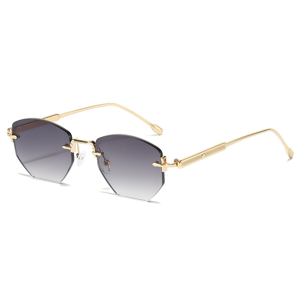 Lunettes de soleil tendance sans cadre polygonales à la mode et uniques pour hommes et femmes, lunettes polyvalentes de style de rue haut de gamme