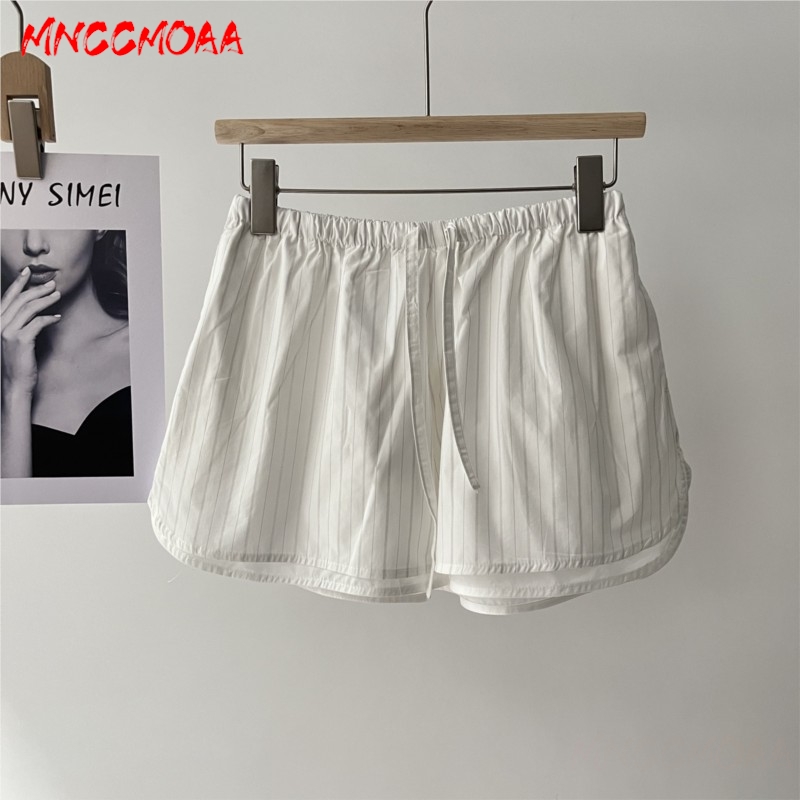 Ensemble chemise sans manches rayée blanche et short à taille élastique pour femme, ensemble décontracté d'été en deux pièces