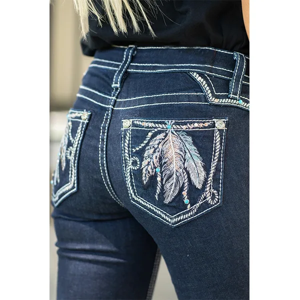 Jean Long en Denim pour Femme, Pantalon Droit, Fjélégant, Slim Fit, Décontracté, Simple, Régulier, Solide, Automne Hiver 2024