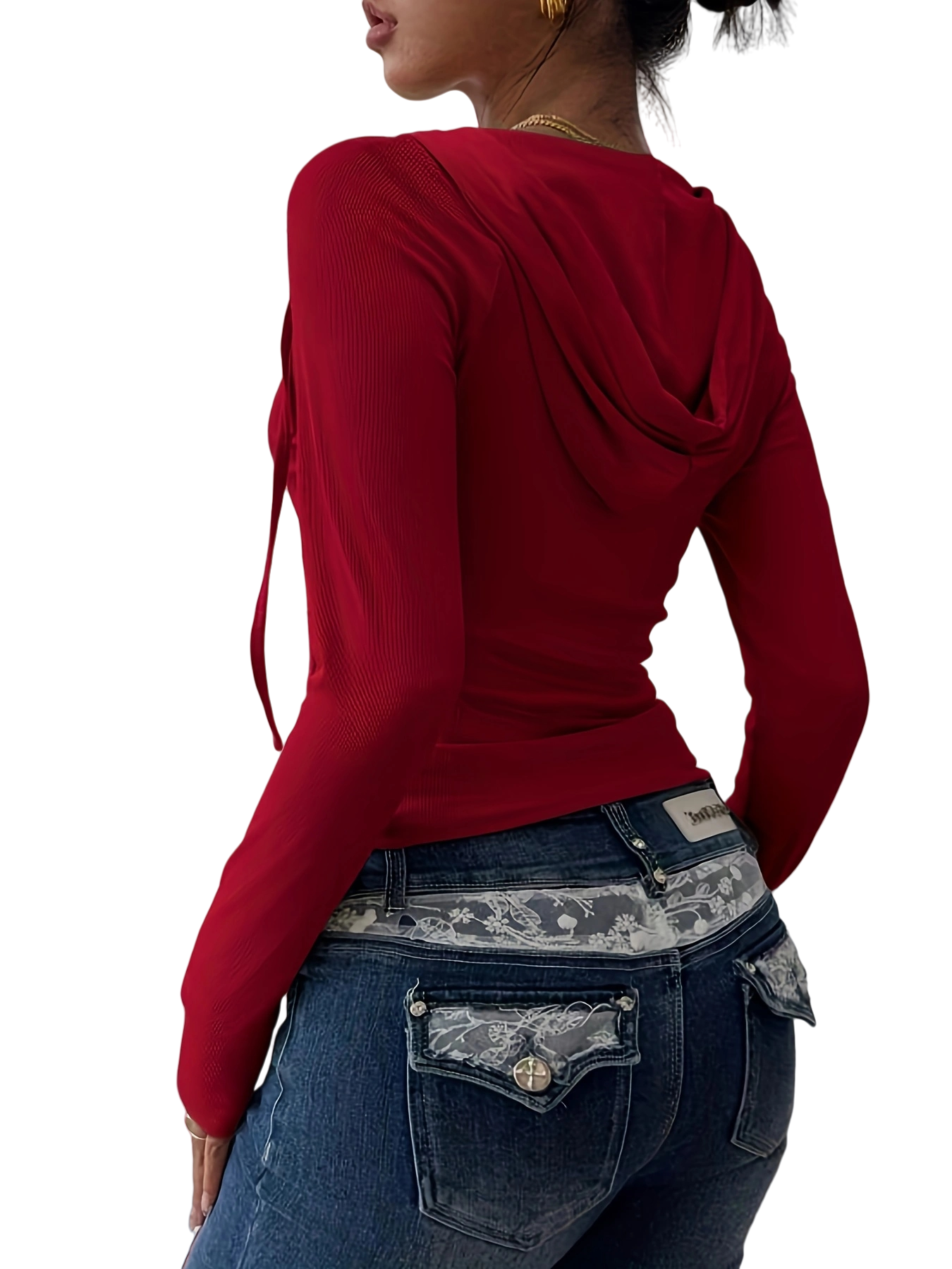 Veste à cordon sexy, tendance, élégante et originale pour femmes avec des fermetures éclair rouges