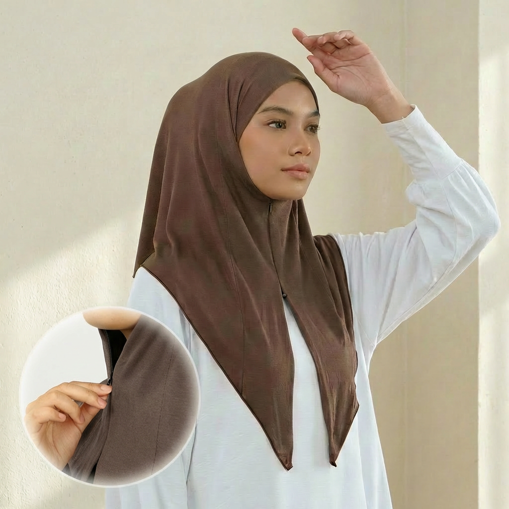 Musulman Modal Jersey instantané Hijab écharpe avec fermeture éclair solide coton femme Ramadan Hijabs ethnique Islam Turban foulard foulards