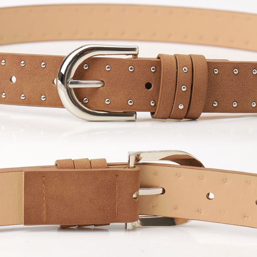 Ceinture en cuir suédé pour femmes, Design de luxe rétro, tendance, décontractée, Punk, rivets, polyvalente, pour robe de pantalon