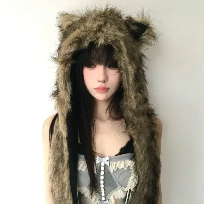 2025 Designer Style cachemire femmes hiver chapeau cagoule casquette automne hiver chapeaux chaud pull Snood chapeau col Bonnet ours casquette