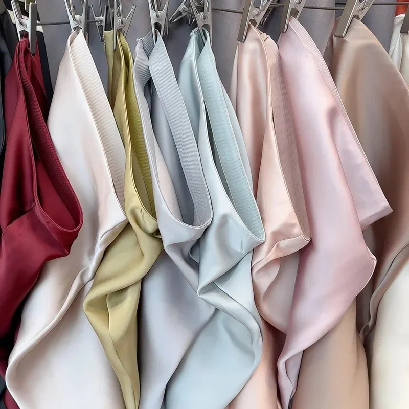 2025 été dame coréenne élégant Satin tissu jupes femme solide taille haute mi-longue robe femmes Chic concepteur mince jupes