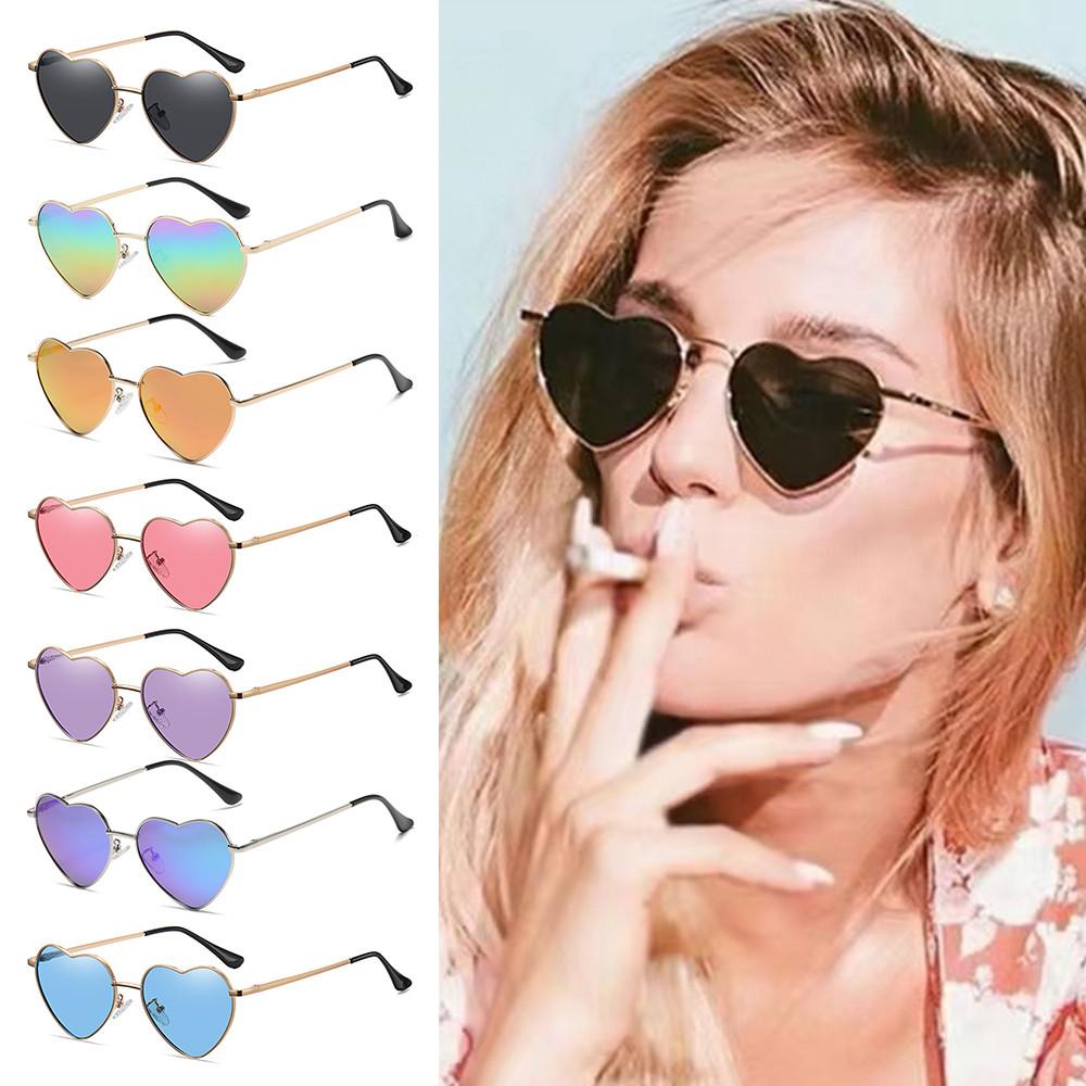 Lunettes de soleil rétro en forme de cœur pour femmes, monture en métal, lunettes de soleil colorées, belles nuances, vintage des années 90, mode