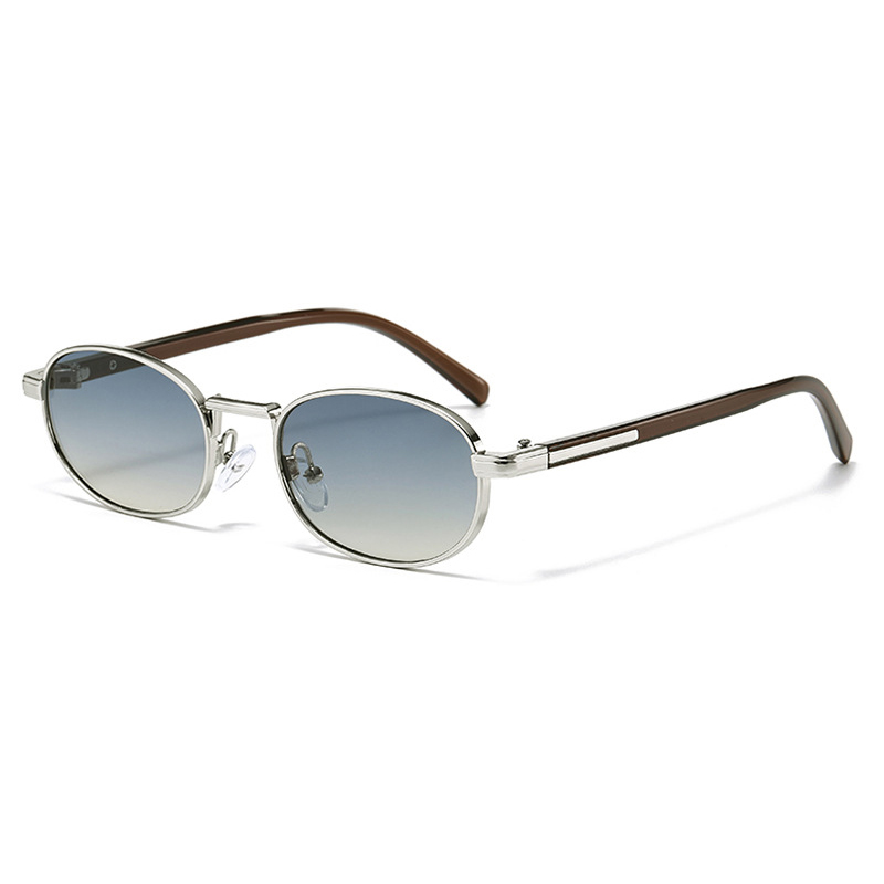Lunettes de soleil ovales Vintage en métal pour hommes et femmes, élégantes, rétro, Protection UV400, tendance, petit visage, usage quotidien