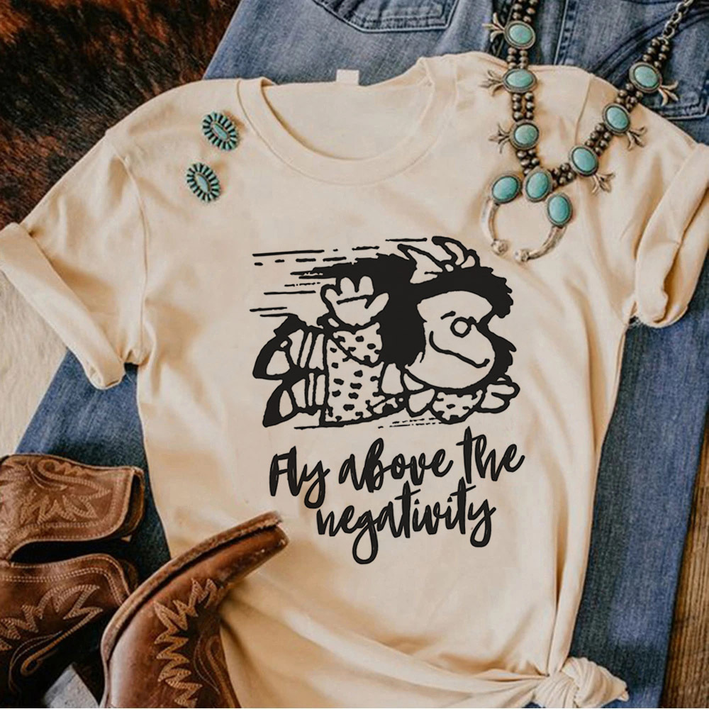 T-shirt graphique Mafalda pour filles, vêtements colorés, grunge, université, graphique numérique