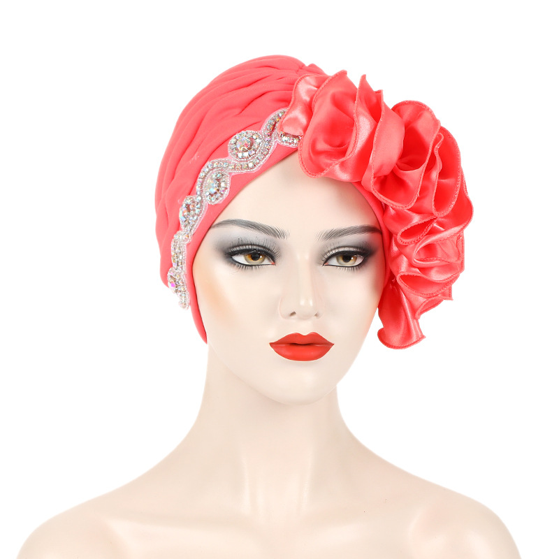 Turban Plissé à Volants en Satin pour Femme, Bonnet Africain Prêt à vitation, Équipement de Sauna, ixNigériane